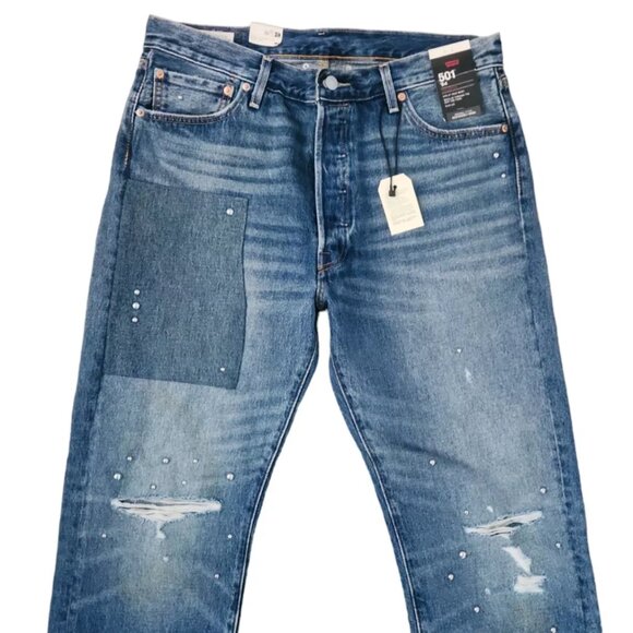 Levi's 501 "54 Original Fit Jeans Distressed & Studded Mens size 36x 32 NWT - Picture 2 of 10